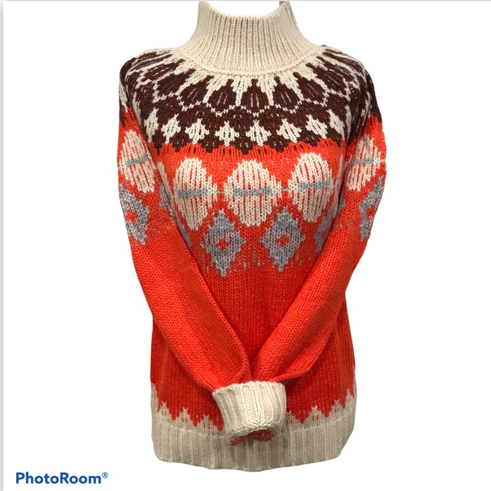 FAIR ISLE MOCK NECK SWEATER SMALL - Picture 7 of 11